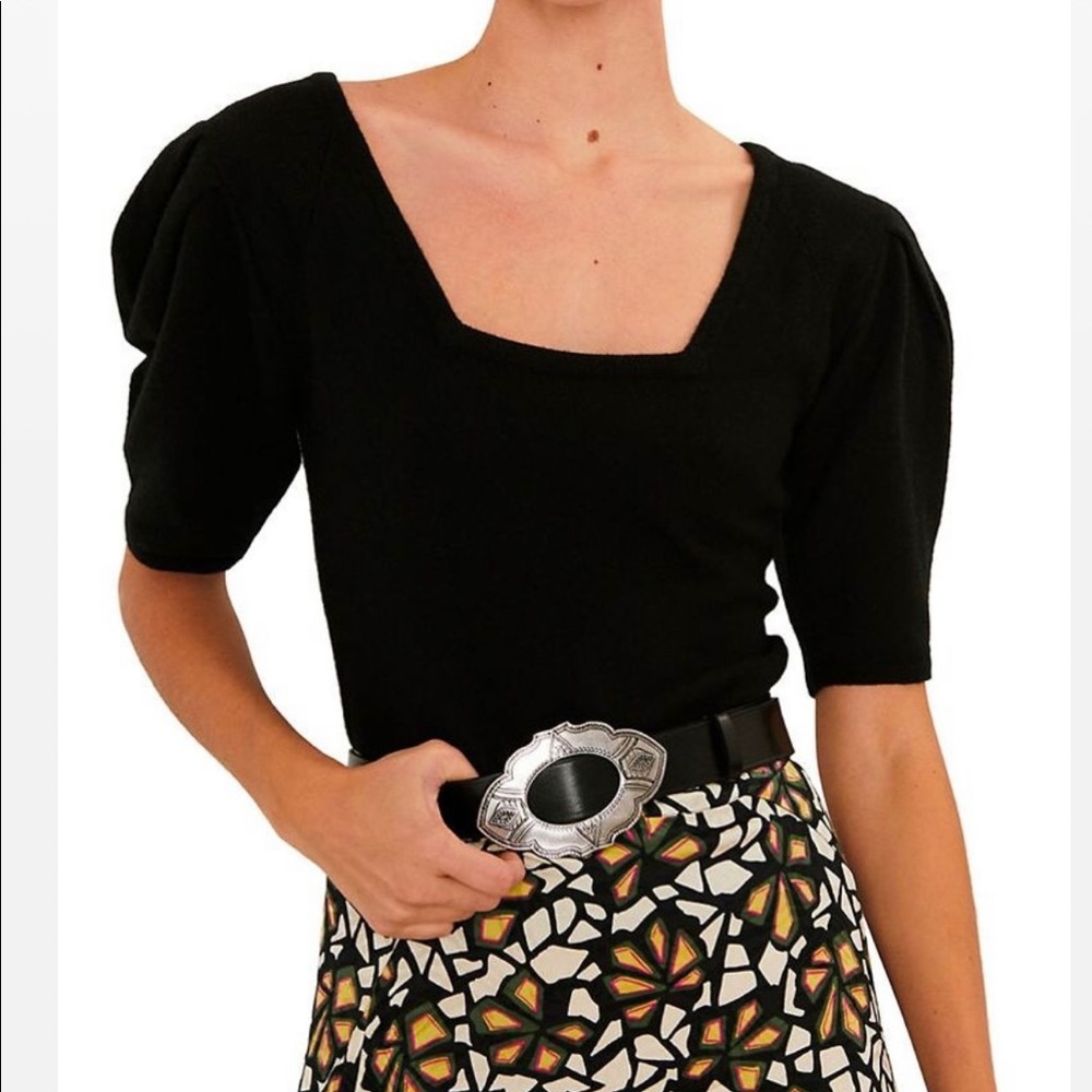 Ba&sh square neck, puff sleeve sweater